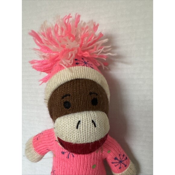 Dan Dee Collectors Choice Holiday Winter Sock Monkey Plush Animal 12" Pink - Picture 2 of 7